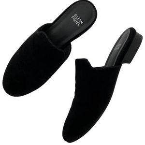 Eileen Fisher Dion Black Velvet Mule Slides 8